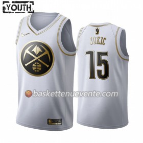 Maillot Basket Denver Nuggets Nikola Jokic 15 2019-20 Nike Blanc Golden Edition Swingman - Enfant